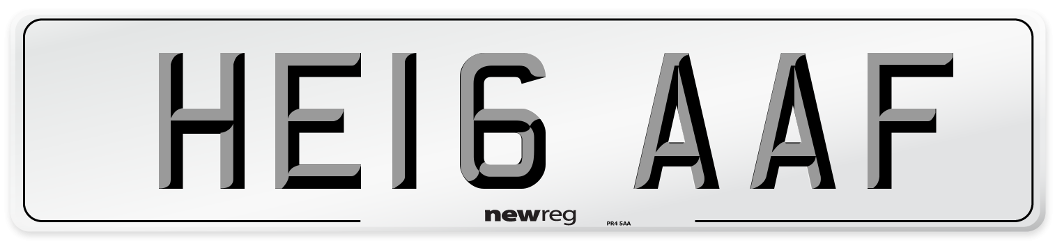 HE16 AAF Number Plate from New Reg